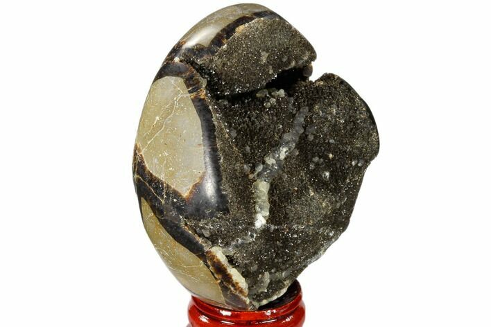 Septarian Dragon Egg Geode - Black Crystals #118723